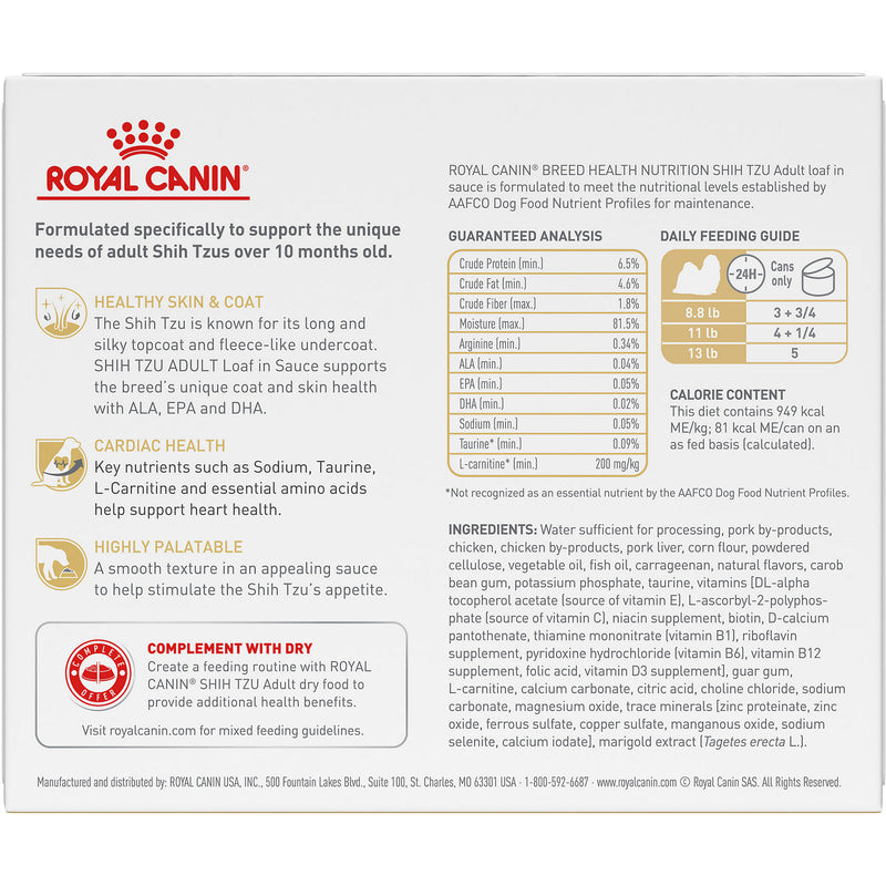 Royal Canin Breed Health Nutrition® Shih Tzu Loaf In Sauce Dog Food, 3 oz, 6-pack