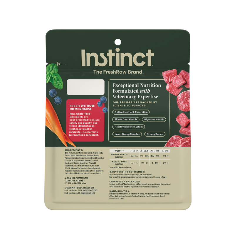 Instinct Raw Meals Freeze-Dried Beef Dog Food, 3 oz. Bag