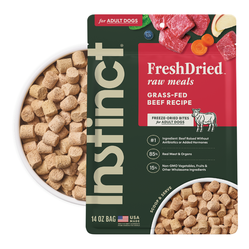 Instinct Freeze Dried Raw Meals Grain Free Real Beef Recipe Dog Food, 14 oz.