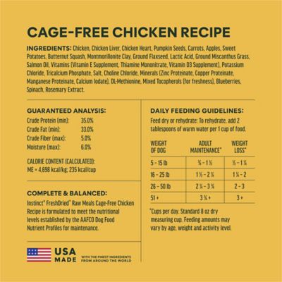 Instinct Freeze Dried Raw Meals Grain Free Cage Free Chicken Recipe Dog Food