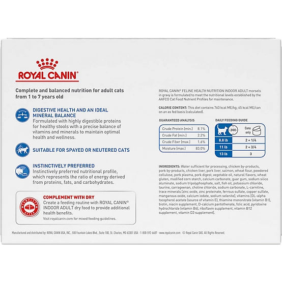 Royal Canin® Feline Health Nutrition™ Indoor Adult Morsels in Gravy Canned Cat Food, 3 oz, 12-Pack