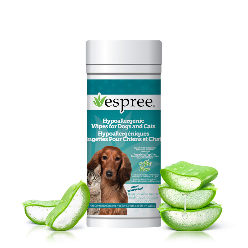 Espree Dog & Cat Hypoallergenic Aloe Wipes, 50ct