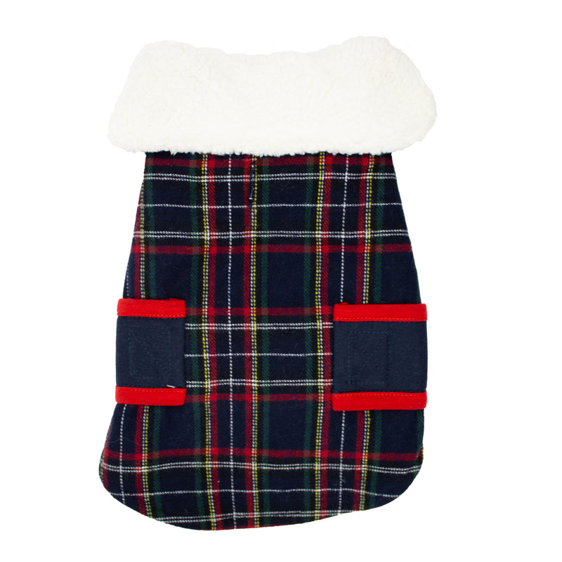 PLAID SHERPA COLLARED COAT