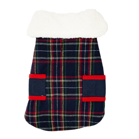 PLAID SHERPA COLLARED COAT