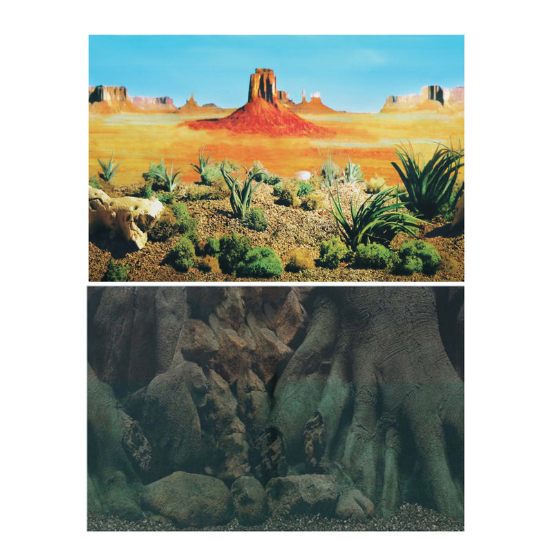 Reptology Double Back Terrarium Background Desert/Tree Trunk - Fits Up To 29 Gallons