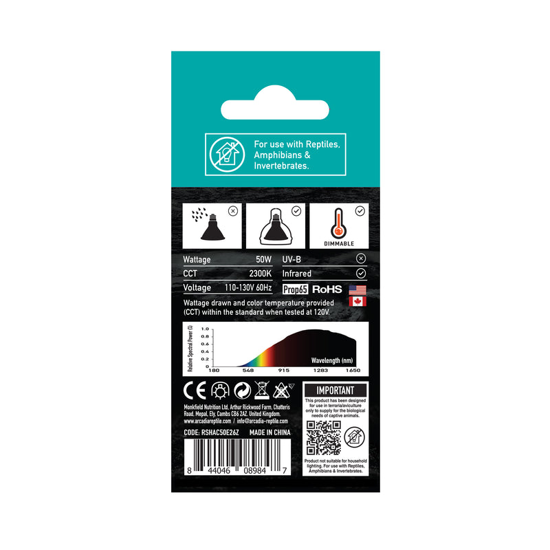Arcadia Reptile GoldenSun Reptile Halogen Heat Lamp, 50 Watt