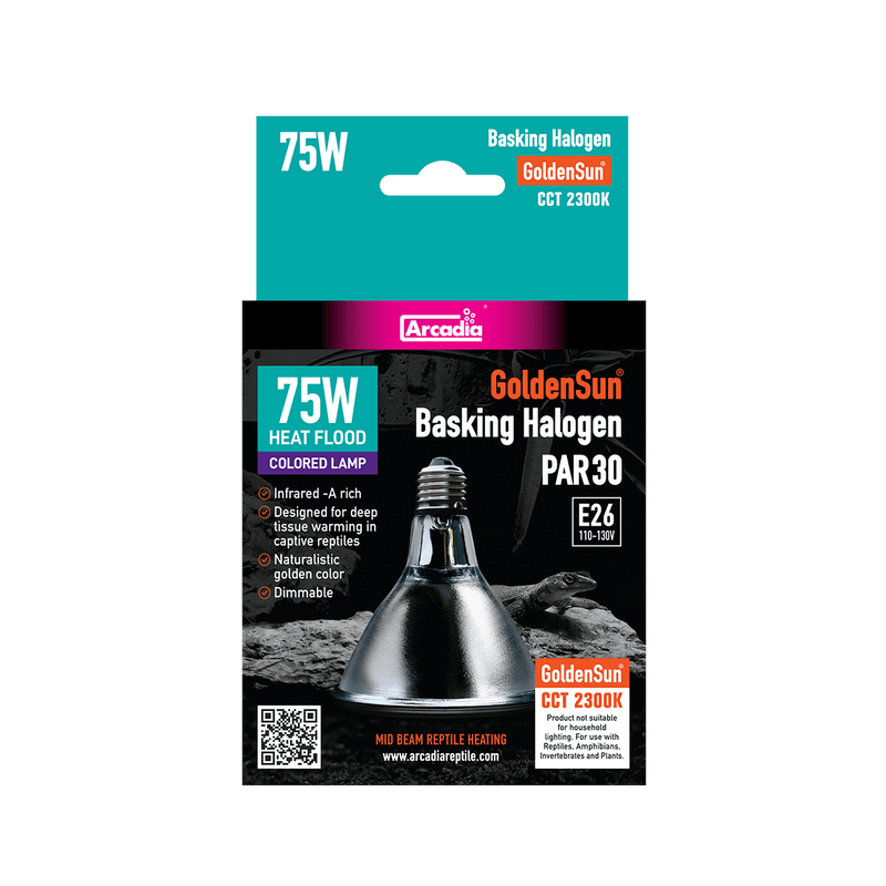 Arcadia Reptile GoldenSun Reptile Halogen Heat Lamp, 75 Watt