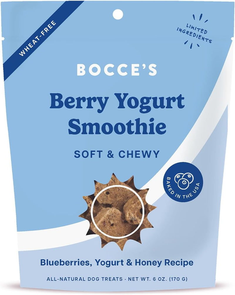 Bocce's Bakery Berry Smoothie Wellness Treats for Dogs, Wheat-Free Everyday Dog Treats, Made with Real Ingredients, Baked in The USA, All-Natural Soft & Chewy Cookies, 6 oz