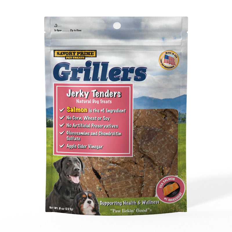 Savory Prime Grillers Salmon Jerky Tenders 8 oz. Dog Treats