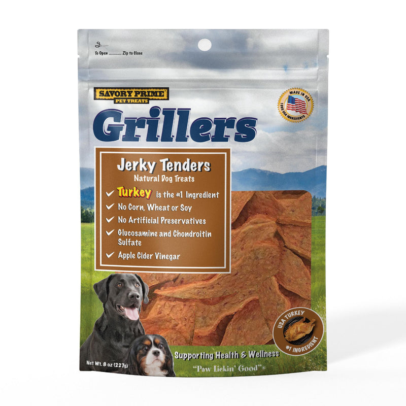 Savory Prime Grillers Turkey Jerky Tenders 8 oz. Dog Treats