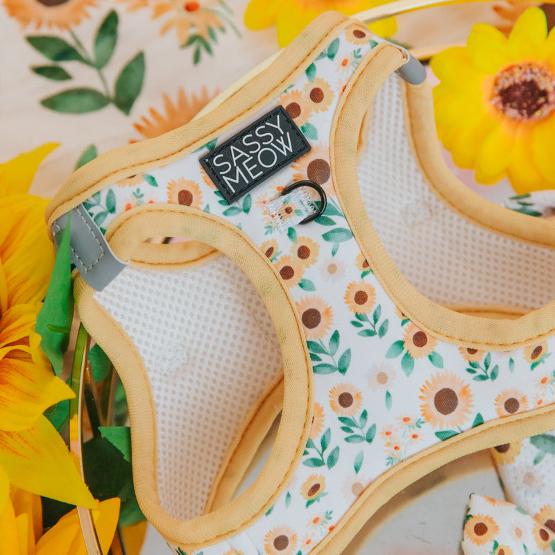 Sassy Meow Cat Harness, Sunflower Dreams