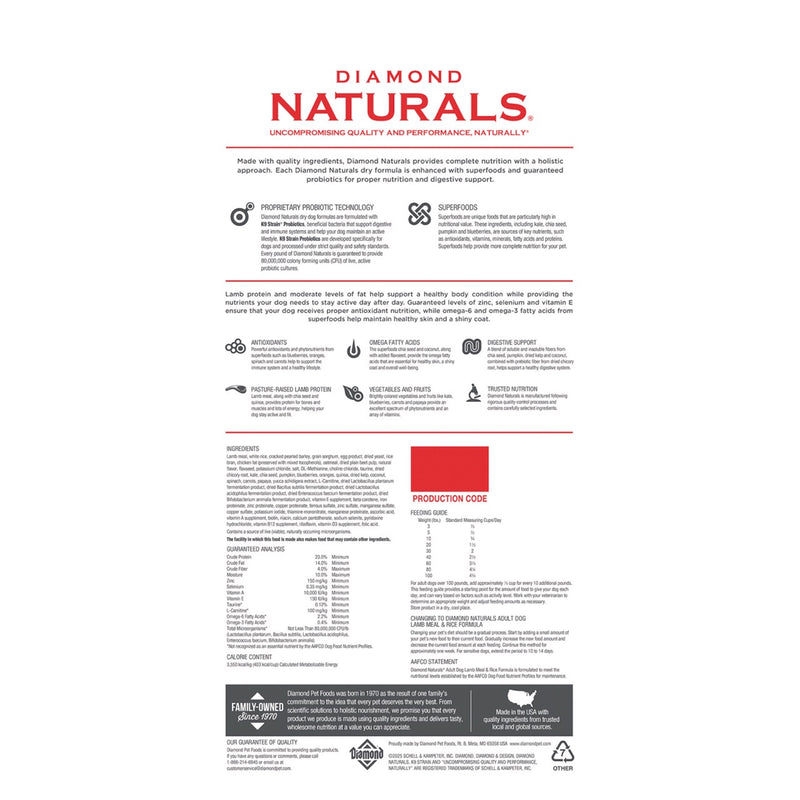 Diamond Naturals Adult Dry Dog Food Lamb Meal & Rice Formula