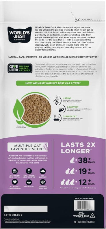 World's Best Lavender Scented Multiple Cat Clumping Formula Cat Litter