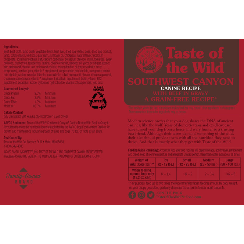 Taste Of The Wild Southwest Canyon Canned Dog Food