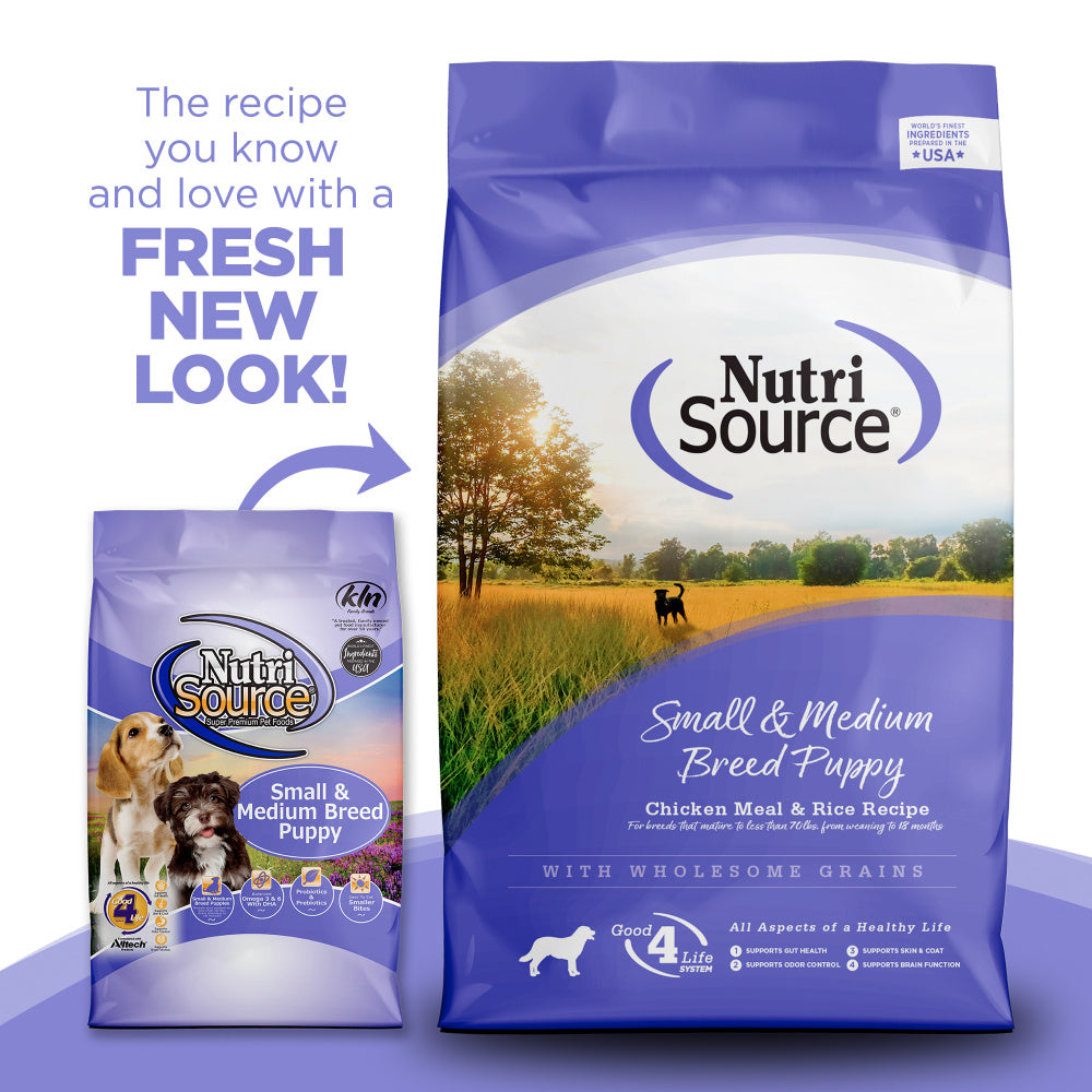 NutriSource Small & Medium Breed Puppy Chicken & Rice Dry Dog Food, 26