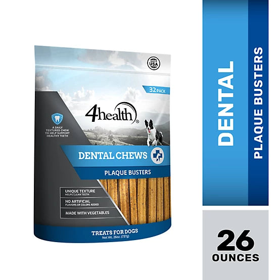 4health Plaque Busters Dental Chews Dog Treats, 32 Count