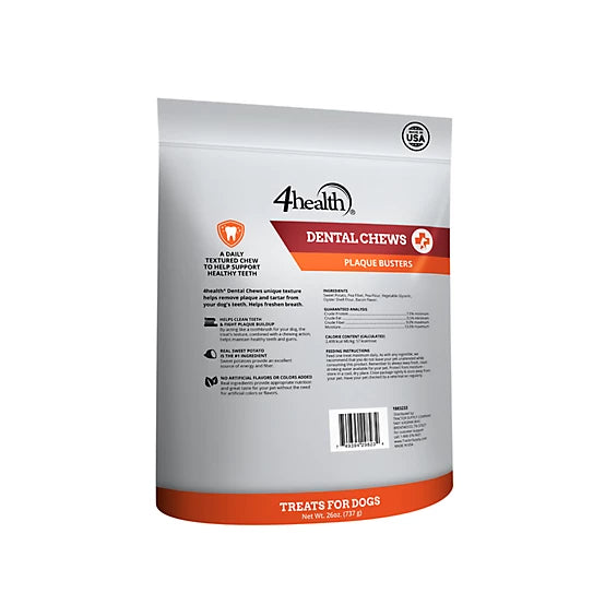 4health Plaque Busters Dental Chews Bacon Flavor Dog Treats, 32 Count