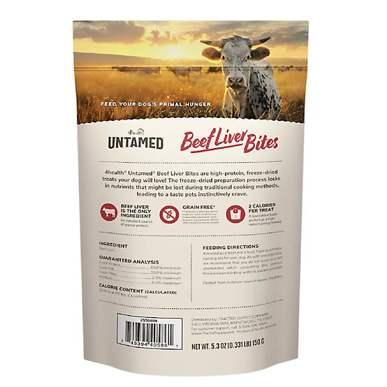 4health Untamed Beef Liver Bites High-Protein Freeze-Dried Dog Treats, 5.3 oz.