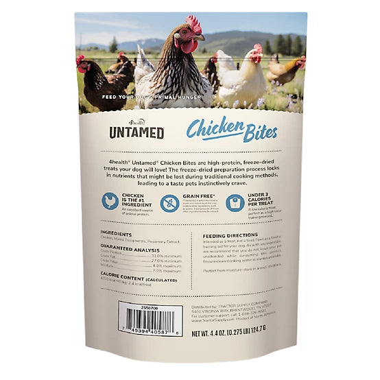 4health Untamed Chicken Bites High-Protein Freeze-Dried Dog Treats, 4.4 oz.