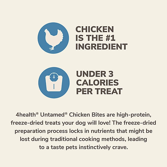 4health Untamed Chicken Bites High-Protein Freeze-Dried Dog Treats, 4.4 oz.