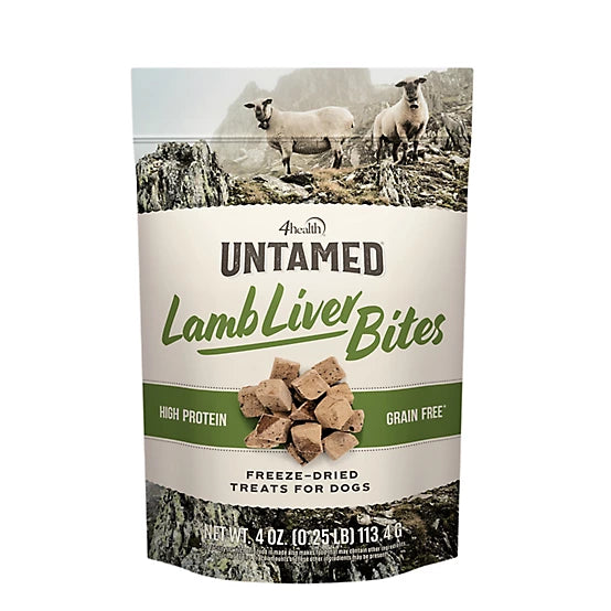 4health Untamed Lamb Liver Bites High-Protein Freeze-Dried Dog Treats, 4 oz.