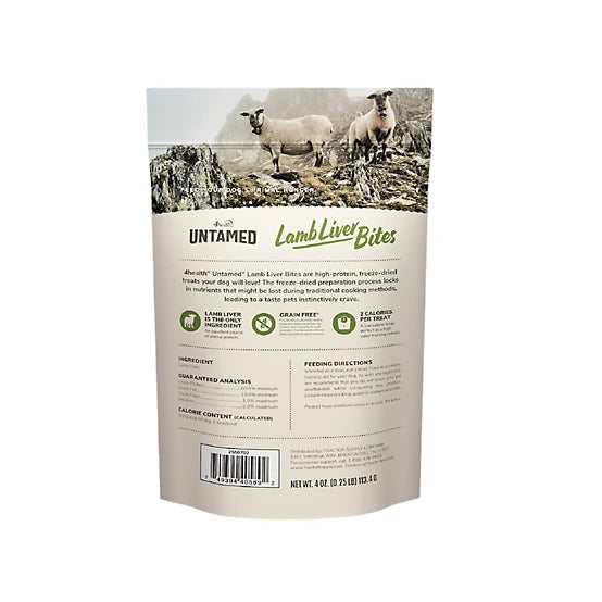 4health Untamed Lamb Liver Bites High-Protein Freeze-Dried Dog Treats, 4 oz.