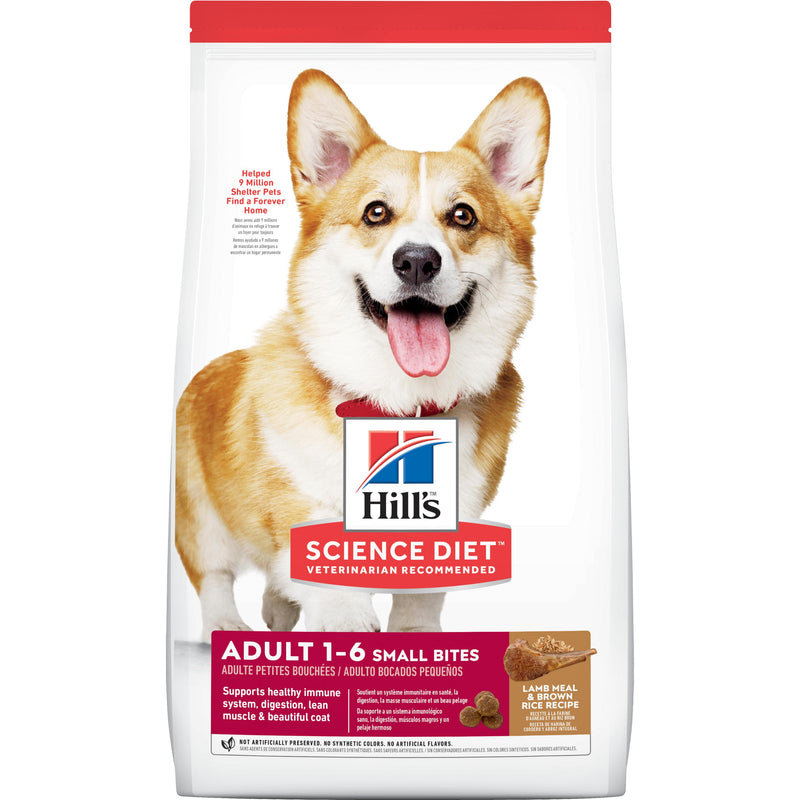 Hill's Science Diet Adult Small Bites Lamb Meal & Brown Rice Recipe Dry Dog Food, 15.5 lb bag