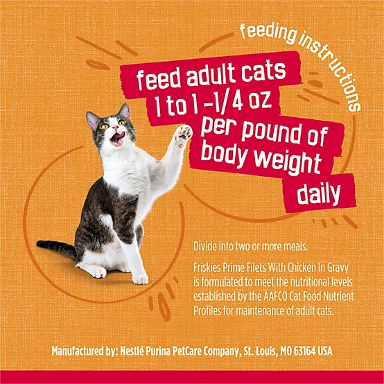 Purina Friskies Adult Prime Filets Chicken in Gravy Wet Cat Food, 5.5 oz.