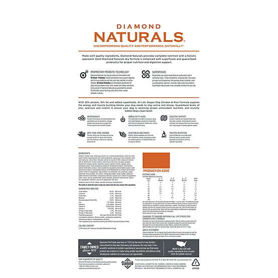 Diamond Naturals All Life Stages Chicken and Rice Formula Dry Dog Food, 40 lb.