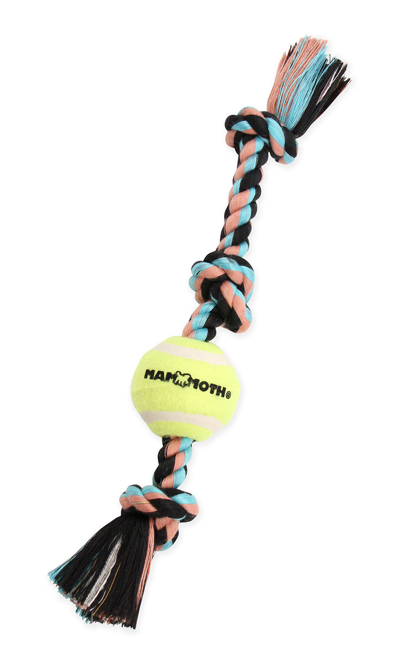 Mammoth Pet Mini 11-in Color 3 Knot Tug with Mini Tennis Ball Dog Toy