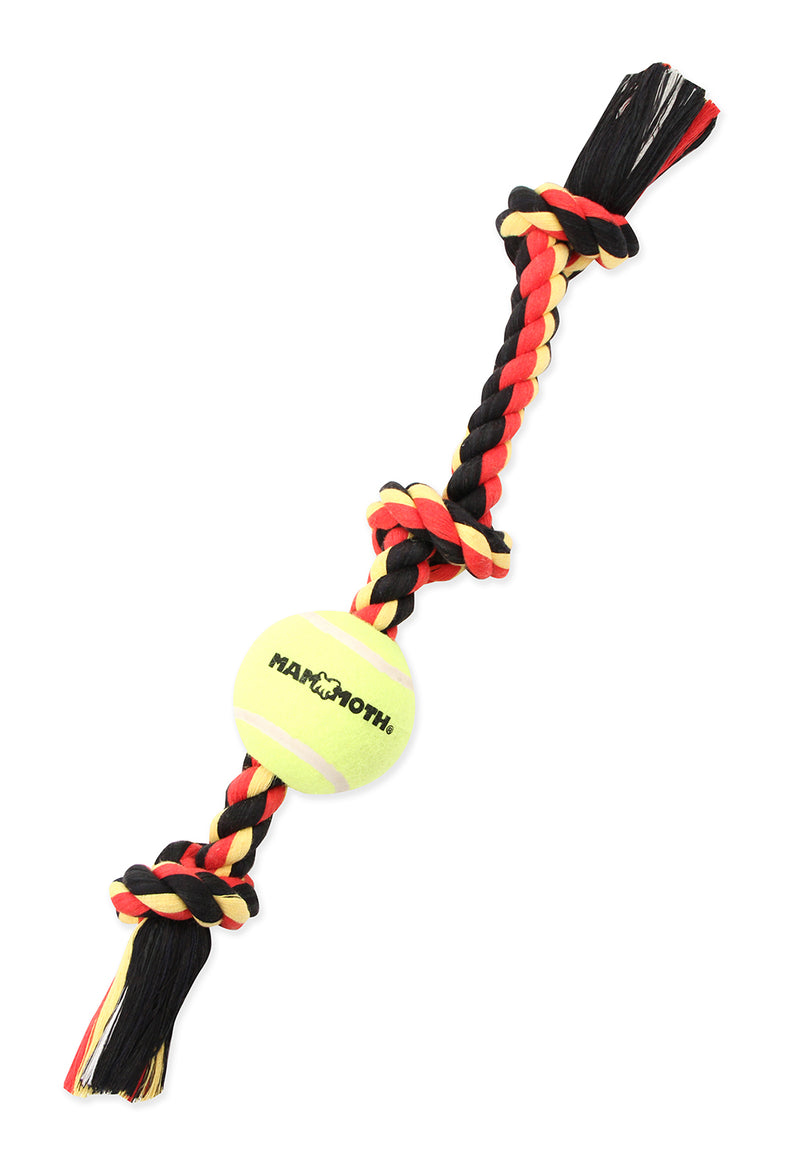 Mammoth Pet Md 20-in Color 3 Knot Tug w 3-in Tennis Ball Dog Toy