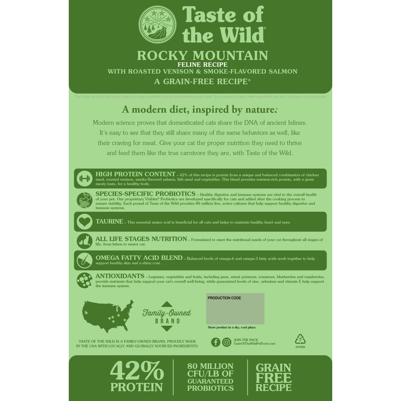 Taste of the Wild Rocky Mountain Feline Recipe with Roasted Venison & Smoke-Flavored Salmon Dry Cat Food