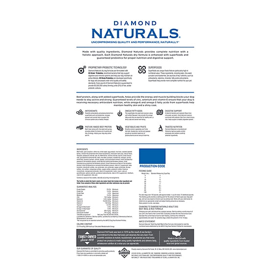 Diamond Naturals Adult Beef Meal and Rice Formula Dry Dog Food, 40 lb. Bag