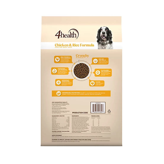 4health with Wholesome Grains Adult Chicken and Rice Formula Dry Dog Food, 18lb