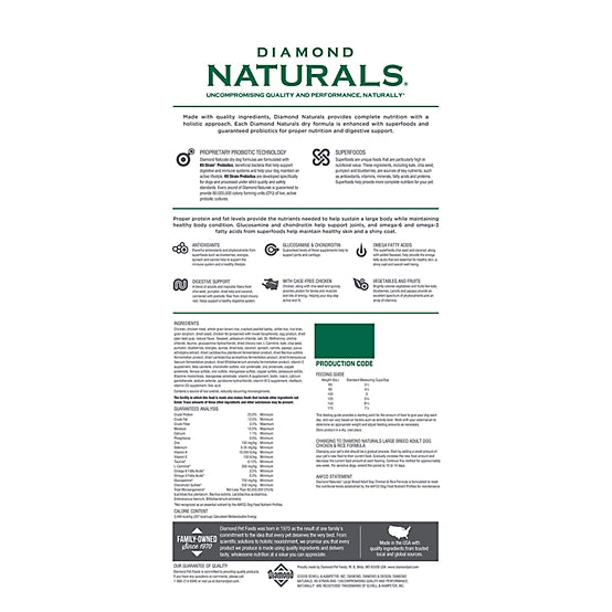 Diamond Naturals Large Breed Adult Chicken and Rice Formula Dry Dog Food, 40 lb. Bag