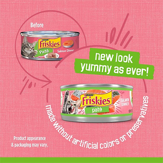 Purina Friskies Adult Salmon Dinner Pate Wet Cat Food, 5.5 oz.