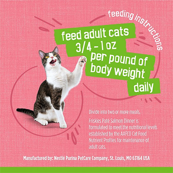Purina Friskies Adult Salmon Dinner Pate Wet Cat Food, 5.5 oz.