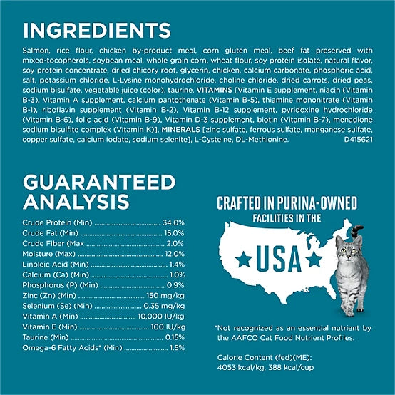 Purina ONE Natural Adult Indoor/Outdoor Tender Selects Blend with Real Salmon Recipe Dry Cat Food, 7lb