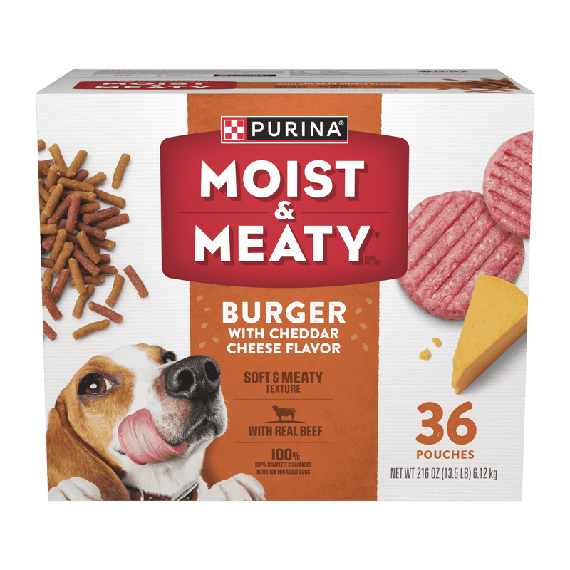 Purina Moist and Meaty Burger With Cheddar Cheese Flavor Dry Soft Dog Food Pouches
