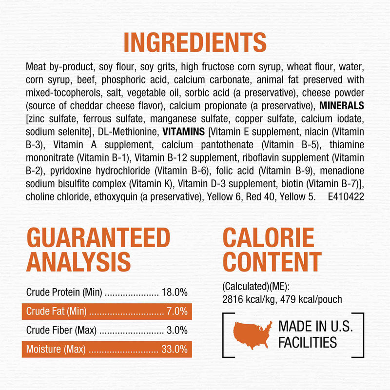 Purina Moist and Meaty Burger With Cheddar Cheese Flavor Dry Soft Dog Food Pouches