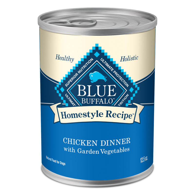 Blue Buffalo Homestyle Recipe Adult Wet Dog Food, Made with Natural Ingredients, Chicken Dinner With Garden Vegetables, 12.5-oz. Can