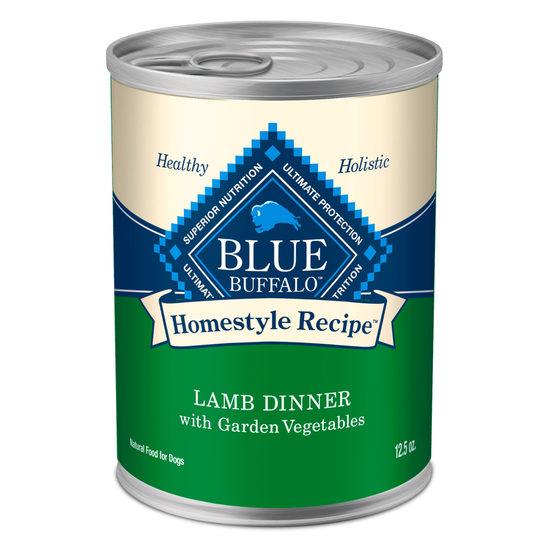Blue Buffalo Homestyle Recipe Adult Wet Dog Food, Made with Natural Ingredients, Lamb Dinner With Garden Vegetables, 12.5-oz. Can