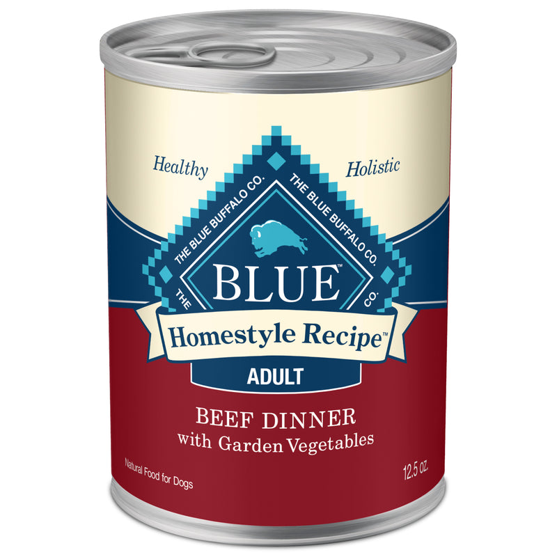 Blue Buffalo Homestyle Recipe Adult Wet Dog Food, Made with Natural Ingredients, Beef Dinner With Garden Vegetables, 12.5-oz. Can