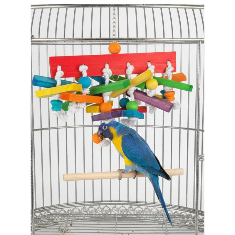 Happy Beaks Wood Block Cluster Short Bird Toy, by A&E Cage Co