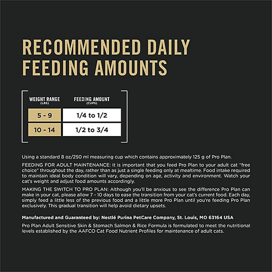 Purina Pro Plan Sensitive Skin and Stomach Adult Cat Food 3.5lb