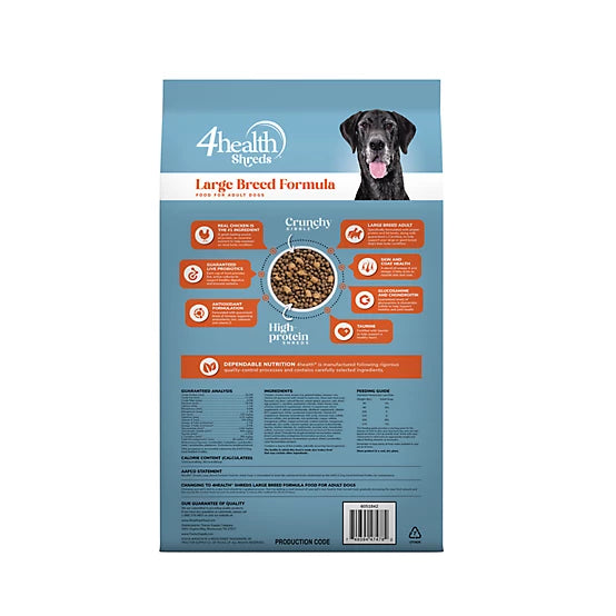 4health Shreds Large Breed Adult Chicken Formula Dry Dog Food, 18lbs