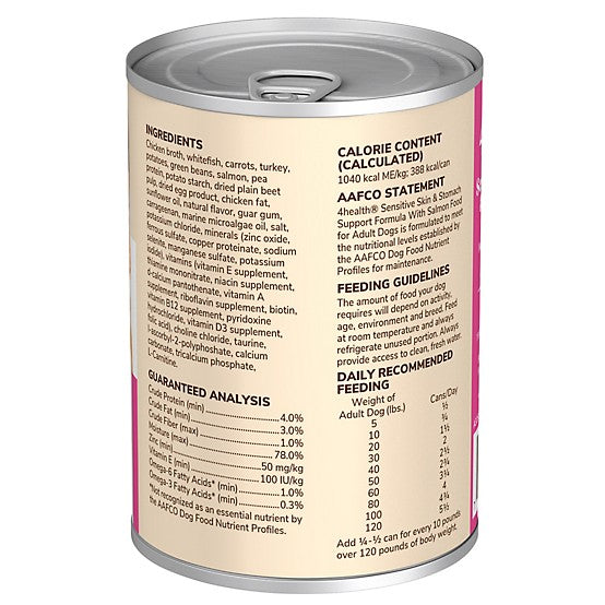 4health Adult Sensitive Skin/Stomach Support Formula Salmon Recipe Wet Dog Food, 13.2oz