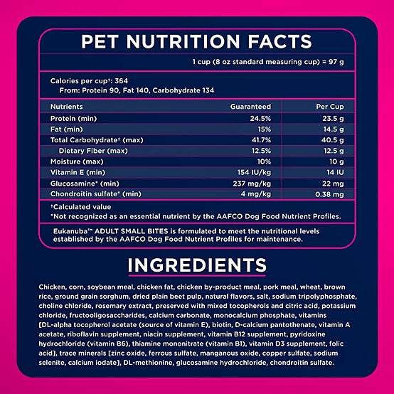Eukanuba Adult Medium Breed Small Bites Chicken Dry Dog Food, 35lb