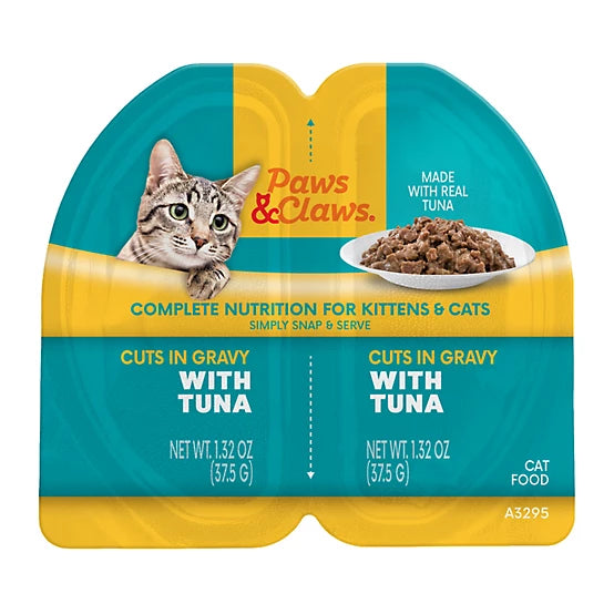Paws & Claws All Life Stages Grain-Free Chicken Pate in Savory Juices Wet Cat Food, 2.64 oz. Split Tray