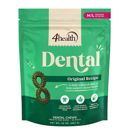 4health Original Recipe Dog Dental Treats, Medium/Large, 24 ct.